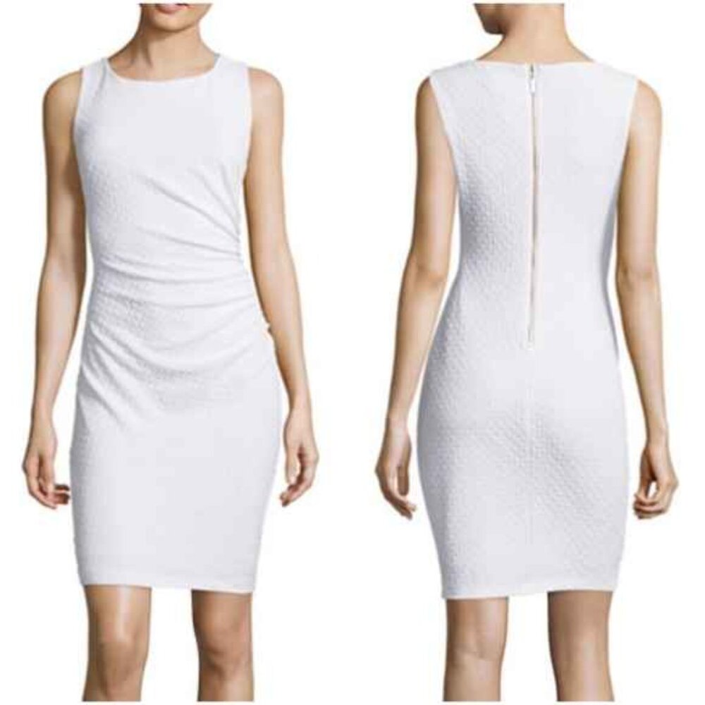 Bisou Bisou White Side Ruched Sheath Dress size 6